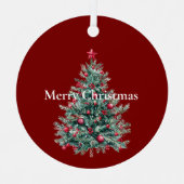 赤いオーナメントと星のクリスマスツリー メタルオーナメント (正面)