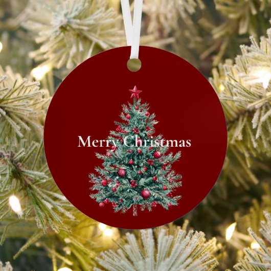 赤いオーナメントと星のクリスマスツリー メタルオーナメント (インサイチュ)