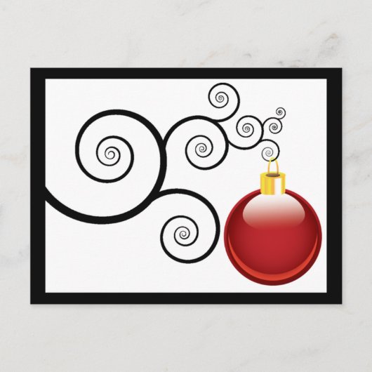 赤いオーナメントのクリスマスポストカードの挨拶 シーズンポストカード (正面)