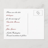 赤いオーナメントの冬の結婚式は日付を保存 案内ポストカード (裏面)