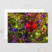 赤いオーナメントボール、青いライト ポストカード (正面/裏面)