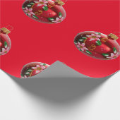 赤いオーナメントラッピング紙 ラッピングペーパー (角)