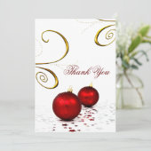 赤いオーナメント冬の結婚式サンキューカード サンキューカード (スタンド正面)