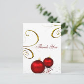 赤いオーナメント冬の結婚式サンキューカード ポストカード (スタンド正面)