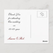 赤いオーナメント冬の結婚式サンキューカード ポストカード (裏面)