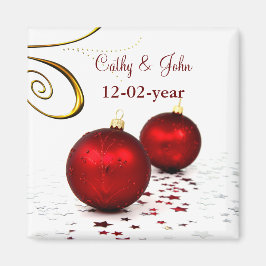 赤いオーナメント日付マグネットを保存 マグネット