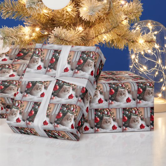 赤いオーナメント ラッピングペーパー (クリスマス)