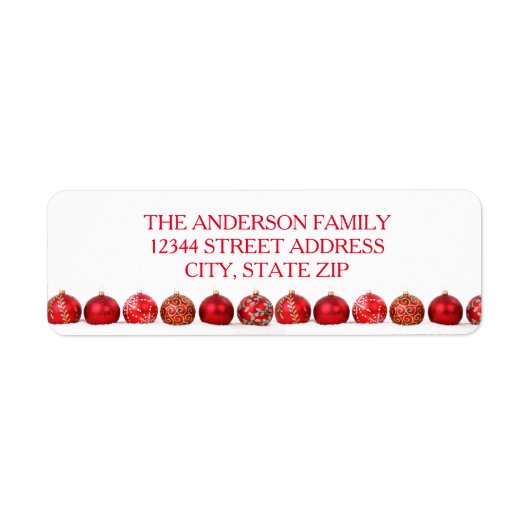 赤いオーナメント-差出人住所ラベル ラベル (正面)