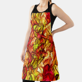 赤いオーニング生地の下に隠された交差コード エプロン