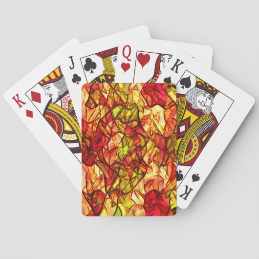 赤いオーニング生地の下に隠された交差コード トランプ (裏面)