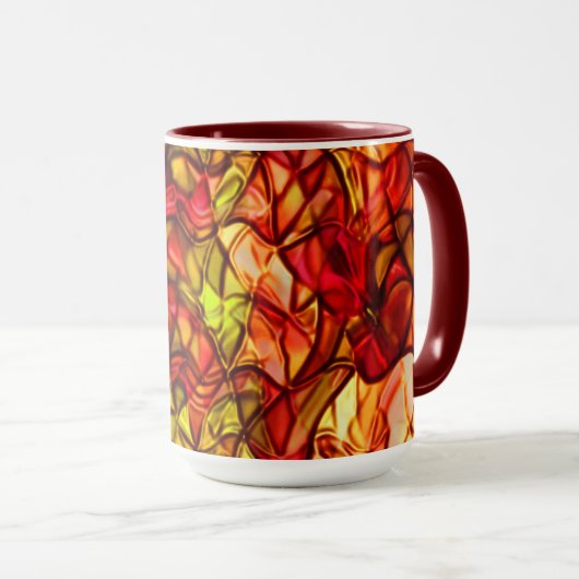 赤いオーニング生地の下に隠された交差コード マグカップ (正面右)