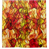 赤いオーニング生地の下に隠された交差ロープ シャワーカーテン (正面)