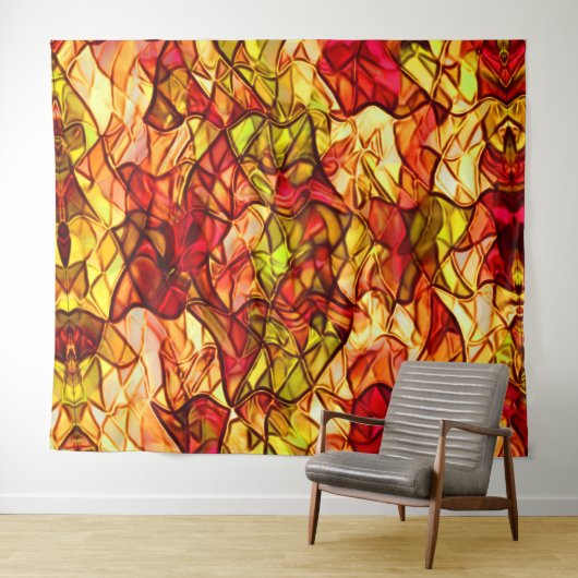 赤いオーニング生地の下に隠された交差ロープ タペストリー (インサイチュ(横))