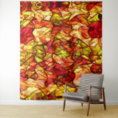 赤いオーニング生地の下に隠された交差ロープ タペストリー (インサイチュ)