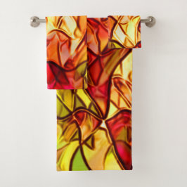 赤いオーニング生地の下に隠された交差ロープ バスタオルセット