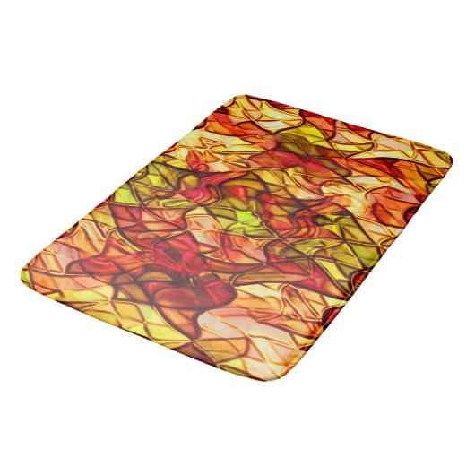 赤いオーニング生地の下に隠された交差ロープ バスマット (アングル)