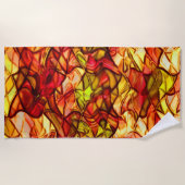 赤いオーニング生地の下に隠された交差ロープ ビーチタオル (正面)