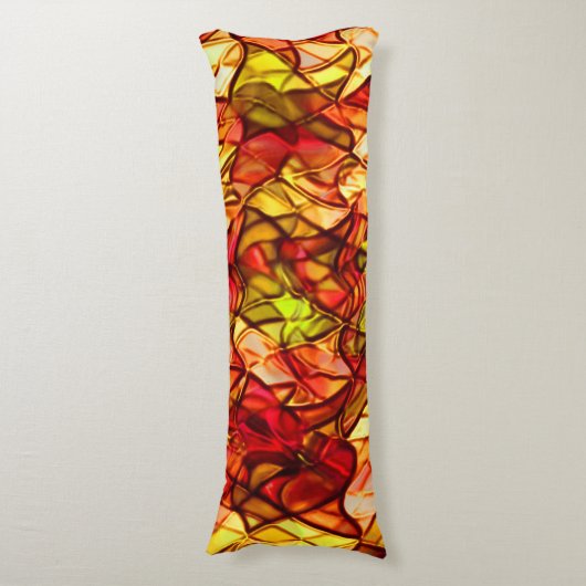 赤いオーニング生地の下に隠された交差ロープ ボディピロー (正面縦)