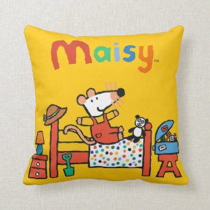 赤いオーバーオールの愛らしいMaisy クッション