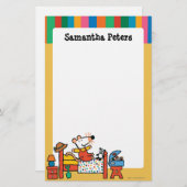 赤いオーバーオールの愛らしいMaisy 便箋 (正面/裏面)