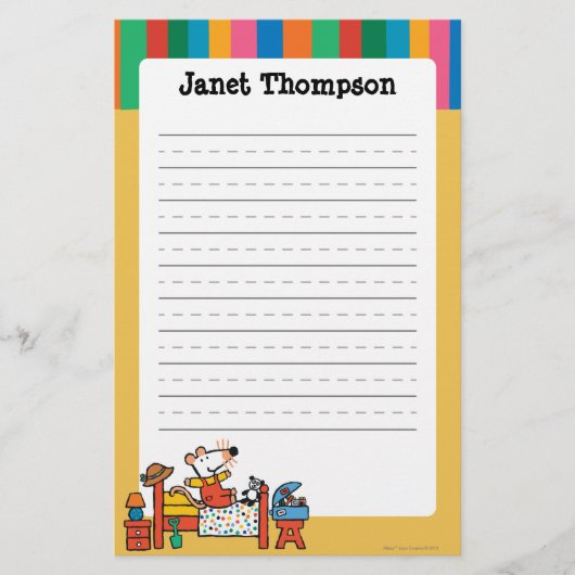 赤いオーバーオールの愛らしいMaisy 便箋 (正面)