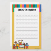 赤いオーバーオールの愛らしいMaisy 便箋 (正面/裏面)