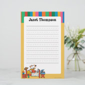 赤いオーバーオールの愛らしいMaisy 便箋 (スタンド正面)