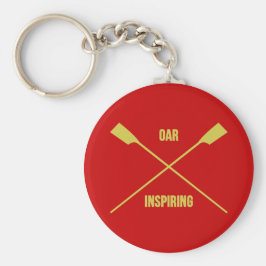 赤いオールの活気づけるなスローガンおよび交差させたオール キーホルダー