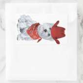 赤いカウボーイのウェスティー 長方形シール (バッグ)