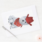 赤いカウボーイのウェスティー 長方形シール (封筒)