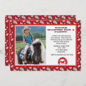 赤いカウボーイのバンダナの写真の招待状 招待状 (正面/裏面)