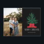 赤いカウボーイのブーツとトウヒのメリークリスマス シーズンポストカード<br><div class="desc">赤いカウボーイのブーツとトウヒのメリークリスマス</div>