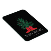 赤いカウボーイのブーツとトウヒのメリークリスマス マグネット (右側)