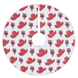 赤いカウボーイハットとキャンディカン ブラッシュドポリエステルツリースカート