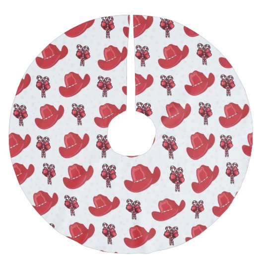 赤いカウボーイハットとキャンディカン ブラッシュドポリエステルツリースカート (正面)