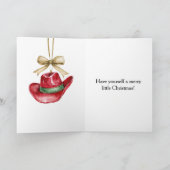 赤いカウボーイハットのクリスマス カード (内部)