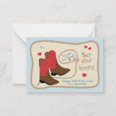 赤いカウボーイブーツの西部風バレンタインカード ノートカード (正面)