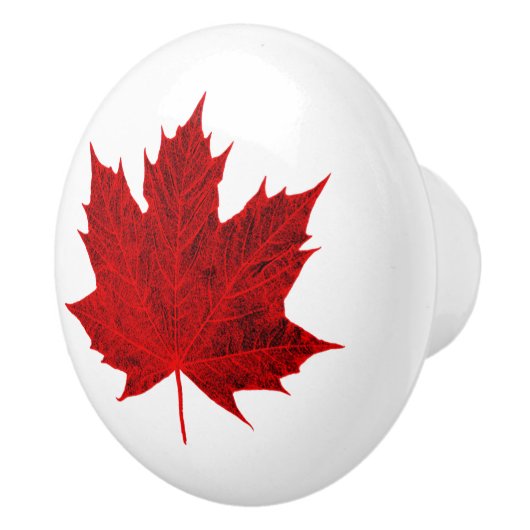 赤いカエデの葉 セラミックノブ (右)