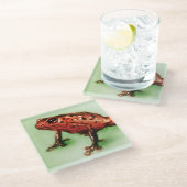 赤いカエルのガラスコアスター、野獣スケッチ ガラスコースター (アングル)