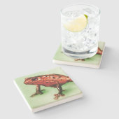 赤いカエルの石のコースター、野生動物のスケッチ ストーンコースター (横)