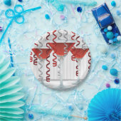 赤いカクテルとリボン ペーパープレート (パーティー)