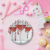 赤いカクテルとリボン ペーパープレート (パーティー)