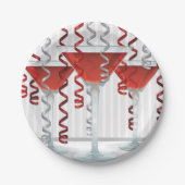 赤いカクテルとリボン ペーパープレート (正面)