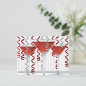 赤いカクテルとリボン ポストカード (スタンド正面)