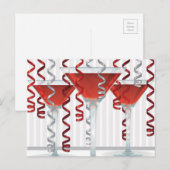 赤いカクテルとリボン ポストカード (正面/裏面)