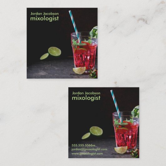 赤いカクテルの名刺 スクエア名刺 (正面/裏面)