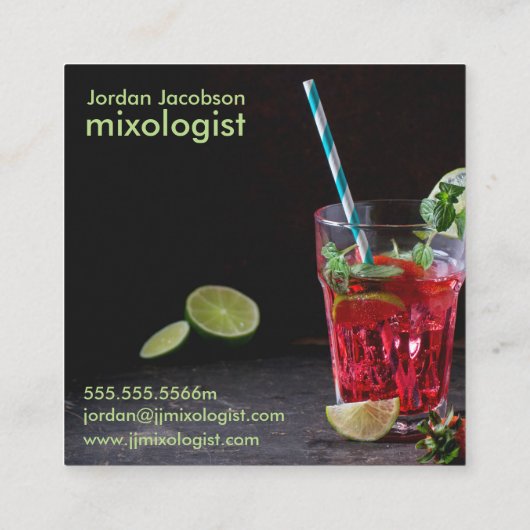 赤いカクテルの名刺 スクエア名刺 (裏面)