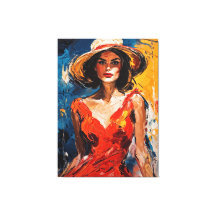 赤いカクテルドレスを着た女性