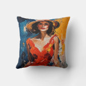 赤いカクテルドレスを着た女性 クッション (裏面)