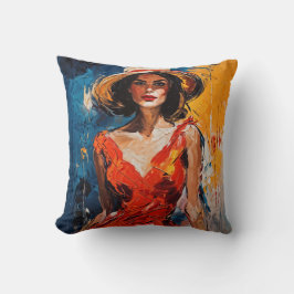 赤いカクテルドレスを着た女性 クッション